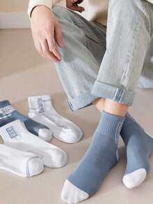 5pairs Men Letter Graphic Crew Socks - Multicolor - View 2
