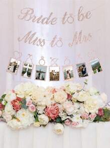 Party Anny Long 1 bộ Giường đơn Buổi tiệc Gian hàng ảnh Khung trang trí Long lanh Băng rôn Đến Phong cách châu Âu Lễ cưới Buổi tiệc Đồ trang trí - Hồng - Xem 1