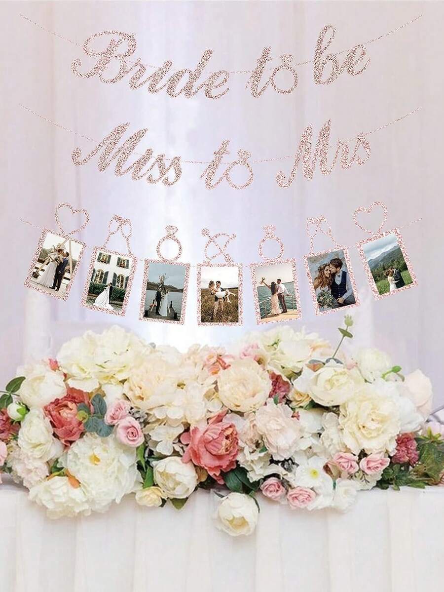 Party Anny Long 1 bộ Giường đơn Buổi tiệc Gian hàng ảnh Khung trang trí Long lanh Băng rôn Đến Phong cách châu Âu Lễ cưới Buổi tiệc Đồ trang trí - Hồng - Xem 1