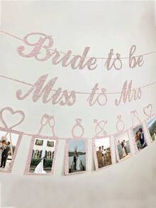 Party Anny Long 1 bộ Giường đơn Buổi tiệc Gian hàng ảnh Khung trang trí Long lanh Băng rôn Đến Phong cách châu Âu Lễ cưới Buổi tiệc Đồ trang trí - Hồng - Xem 3