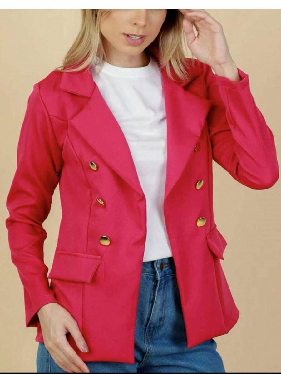 Women Blazers - 玫紅色 - 查看 1