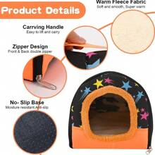 豚鼠床屋暖呵呵,倉鼠兔子巨大洞窟舒適小動物床舖,設有可拆卸墊子的柔軟藏身處,寒冬巢穴配件,適用於小型寵物如豚鼠、雪貂、老鼠、刺蝟、仓鼠、兔子等。 - 彩色 - 查看 4