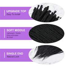 24"36" Dreadlocks Extension Soft Handmade Synthetic Crochet Hair Super Long 0.6cm Dread Extensions Reggae Style for Women 10 strands/LOT - Black - View 3