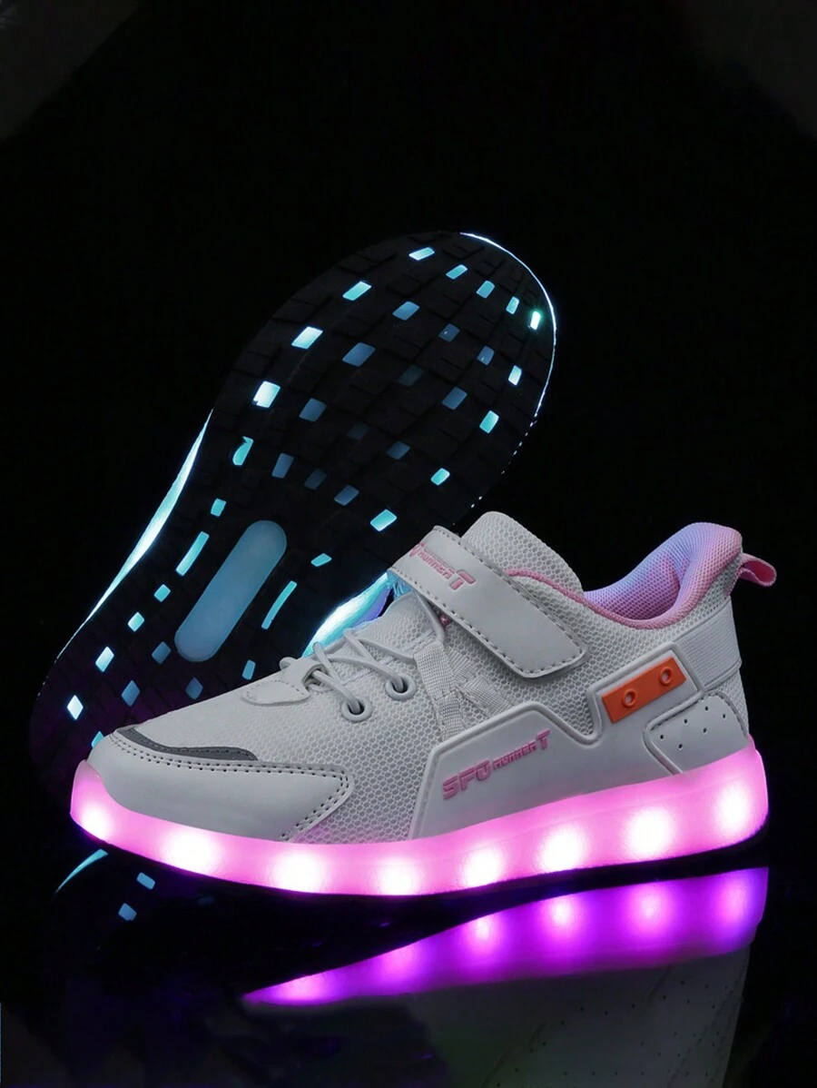 MURAMASA Niñas Zapatillas deportivas Luz led panel con malla - Blanco - Ver 1