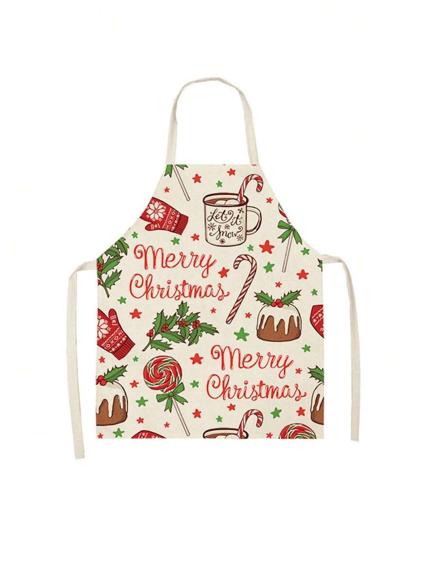 1 Miếng Lanh Giáng sinh vui vẻ Tạp dề Những quả bóng Vớ Con nai sừng tấm Ông già Noen - Màu xanh bạc hà - Xem 1