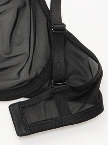 Sheer Mesh Lace Unlined Underwire Bra Sexy See-Through Demi Bralette - Black - View 9