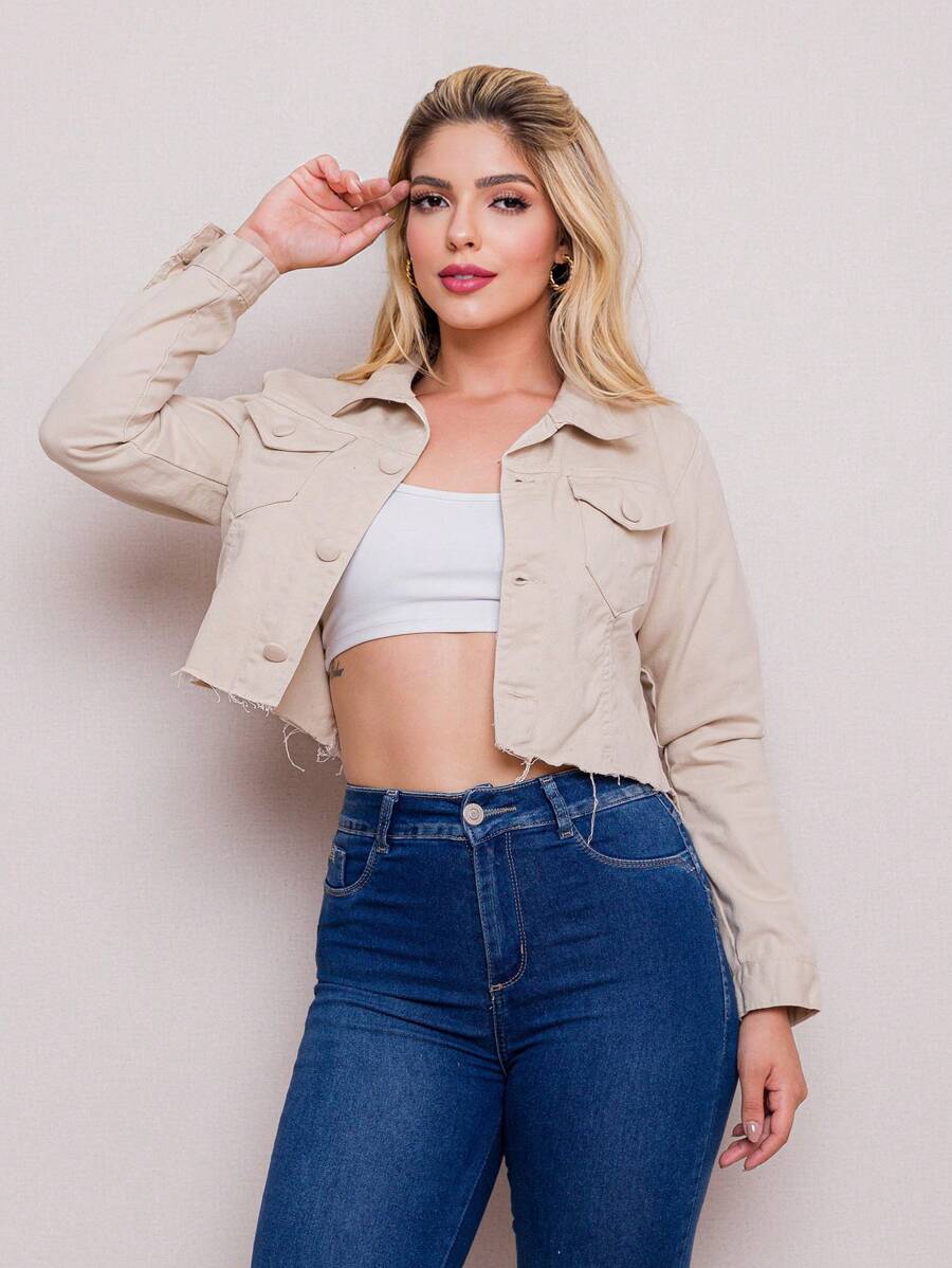 Women Denim Jackets & Coats - Apricot - View 1