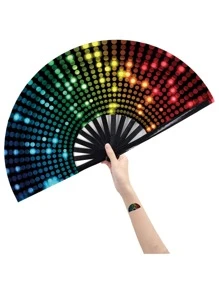 大可折疊的手掌狂歡扇用於女士/男士,竹子和可折疊的手持扇,手持扇節日扇禮品扇工藝扇折扇舞蹈扇 - 彩色 - 查看 1