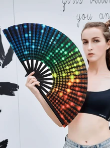 大可折疊的手掌狂歡扇用於女士/男士,竹子和可折疊的手持扇,手持扇節日扇禮品扇工藝扇折扇舞蹈扇 - 彩色 - 查看 4