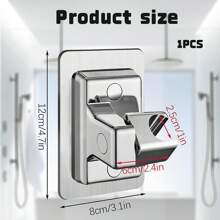 1pc Adhesive Shower Head Holder,Strong Adhesive Waterproof Handheld Shower Holder, Adjustable Shower Wand Holder Wall Mount For Rv Shower Kids Shower Bathroom Shower,Never Rust - Silver - View 6