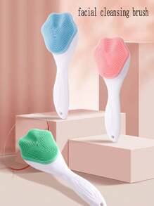 1pc Pink Silicone Face Cleansing Brush, Deep Pore Cleaning Blackhead Remover Manual Tool For Men And Women - Pink - View 3