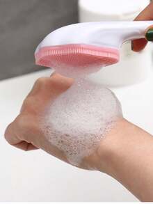 1pc Pink Silicone Face Cleansing Brush, Deep Pore Cleaning Blackhead Remover Manual Tool For Men And Women - Pink - View 8