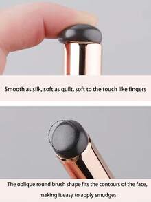 1 件便携式防尘带盖唇刷多功能遮瑕化妆刷软棉签圆头硅胶混合刷口红刷女生礼物 - 粉色 - 查看 3