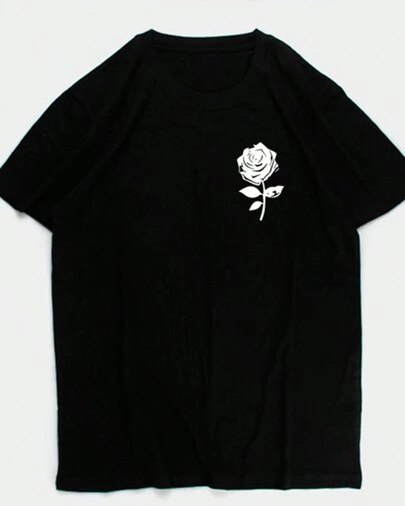 Camiseta Básica Masculina Algodão Rose Flower