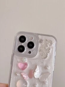 Ốp lưng điện thoại Fairycore tương thích với có kết cấu gel nhỏ giọt trong suốt màu trắng sữa, thiết kế hình bướm đính đá và chức năng chống sốc - Nhiều màu - Xem 4