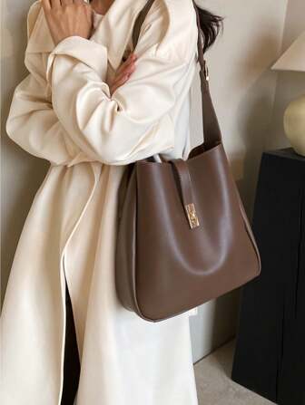 New Style Large Capacity Solid Color Tote Bag For Women, All Seasons, Suitable For Casual And Office Commute, Could Be Worn As A Shoulder Or Crossbody Bag, Office Bag & Business Casual Bag For Women, Perfect For Office, Business And Work