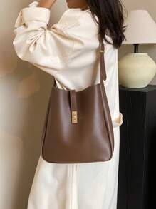 New Style Large Capacity Solid Color Tote Bag For Women, All Seasons, Suitable For Casual And Office Commute, Could Be Worn As A Shoulder Or Crossbody Bag, Office Bag & Business Casual Bag For Women, Perfect For Office, Business And Work