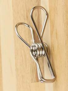 1套/銀色不銹鋼素色線夾、衣服防摔夾、防風晾衣夾、不銹鋼襪晾衣夾、小內衣夾/不含其他配件/20入組 - 銀色 - 查看 6