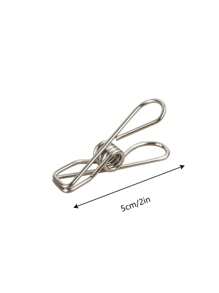 1套/銀色不銹鋼素色線夾、衣服防摔夾、防風晾衣夾、不銹鋼襪晾衣夾、小內衣夾/不含其他配件/20入組 - 銀色 - 查看 7