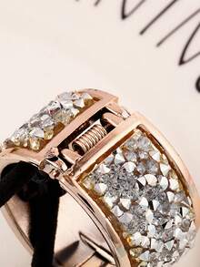 1pc Women's Silver Rhinestone Ponytail Holder Hair Clip, Sparkly Ponytail Accessory For Daily Life And Party Activity - Silver - View 5