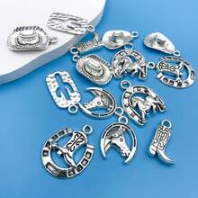 20入組混搭復古銀色荷花茶壺西裝牛仔墜飾耳環女士項鍊手鐲diy首飾製作配件