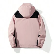 女式戶外透氣防風拼色拼接衝鋒衣(單衝鋒衣) - 粉色 - 查看 3