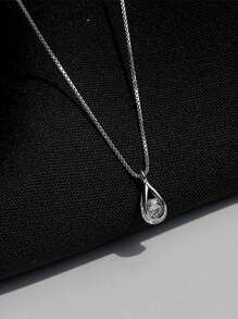 1 pieza Collar de colgante de gota de agua de circonita cúbica de aleación de cobre para mujer