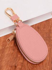 1入組套用這款時尚迷你皮革鑰匙圈、簡約鑰匙圈包皮夾（粉紅色）來整理您的鑰匙 - 粉色 - 查看 4
