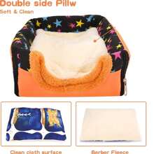 豚鼠床屋暖呵呵,倉鼠兔子巨大洞窟舒適小動物床舖,設有可拆卸墊子的柔軟藏身處,寒冬巢穴配件,適用於小型寵物如豚鼠、雪貂、老鼠、刺蝟、仓鼠、兔子等。 - 彩色 - 查看 3