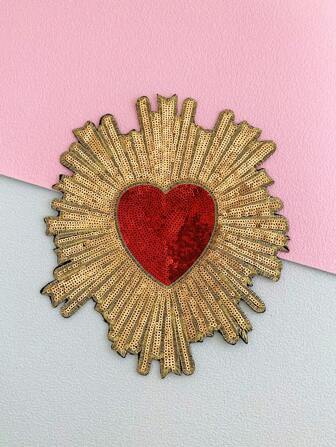 1 st hjärtformat broderat tygmärke sommar, skola