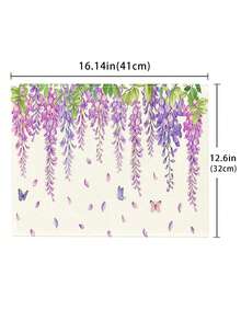 4pcs Lavender Pattern Table Mats & Coasters & Bowl Mats, Rectangle Linen Printed Home Decor For Dining Room & Kitchen - Multicolor - View 5