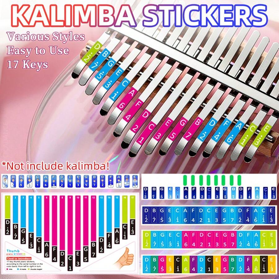 kalimba Set pegatina con kalimba Accesorios , notas musicales , adecuado para principiantes - multicolor - Ver 1