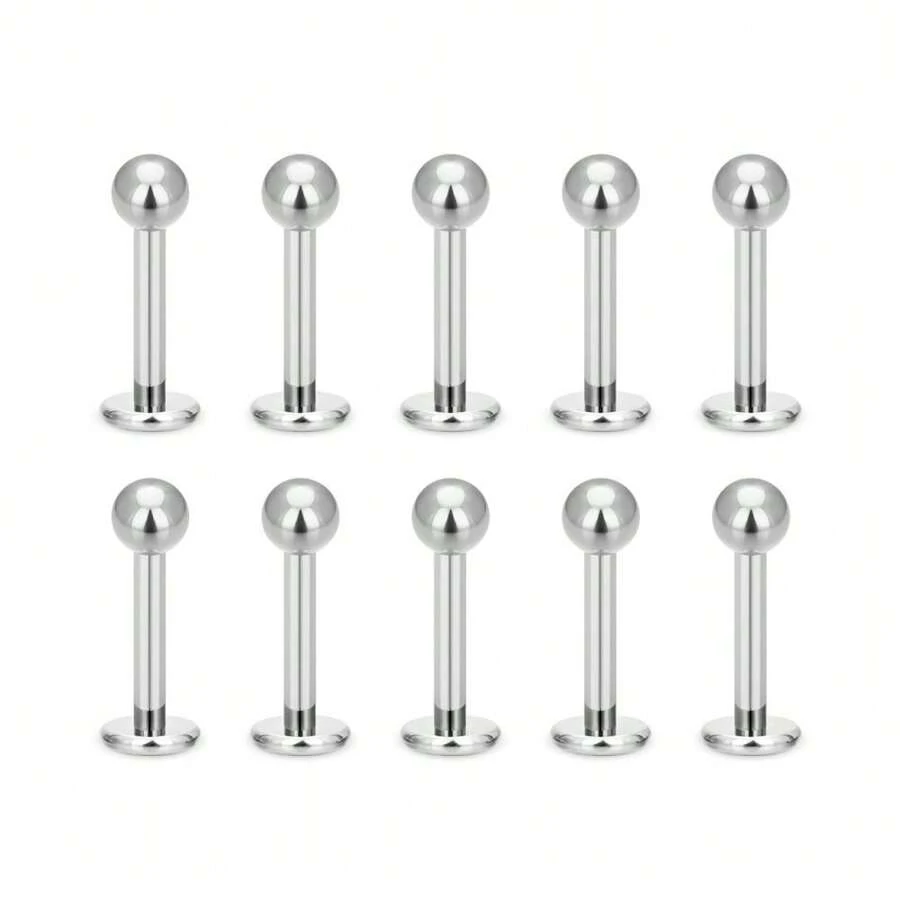 Labret Barbell 10PCS Monroe Lip Barbell Ring Helix Earring Tragus Cartilage Studs Surgical Steel Piercing Jewelry for Women Men