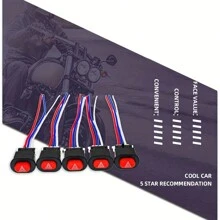 1個機車緊急閃光燈開關警示燈按鈕12v-24v通用閃光燈信號線,適用於踏板車電動機車配件 - 紅色 - 查看 6