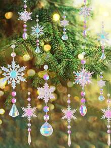 4pcs Acrylic Crystal Snowflake Decorations For Christmas Tree Ornament - Multicolor - View 2