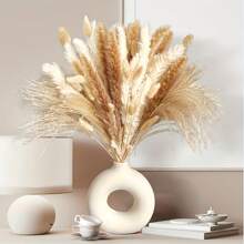 90pcs Natural Dried Pampas Grass Bundle - Perfect For Bohemian Style Home Decoration, Wedding Centerpiece, Party Event Flower Arrangement Gifts Birthday Graduation - Apricot - View 1