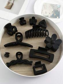 11pcs Women's Hair Claw Clips For Daily Use Casual - Black - View 1
