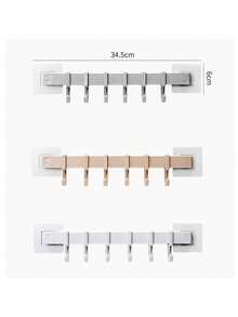 1個可調整的廚房儲物架牆掛勾,浴室門廁所掛架毛巾架衣架鑰匙掛勾廚房儲物 - 白色 - 查看 6