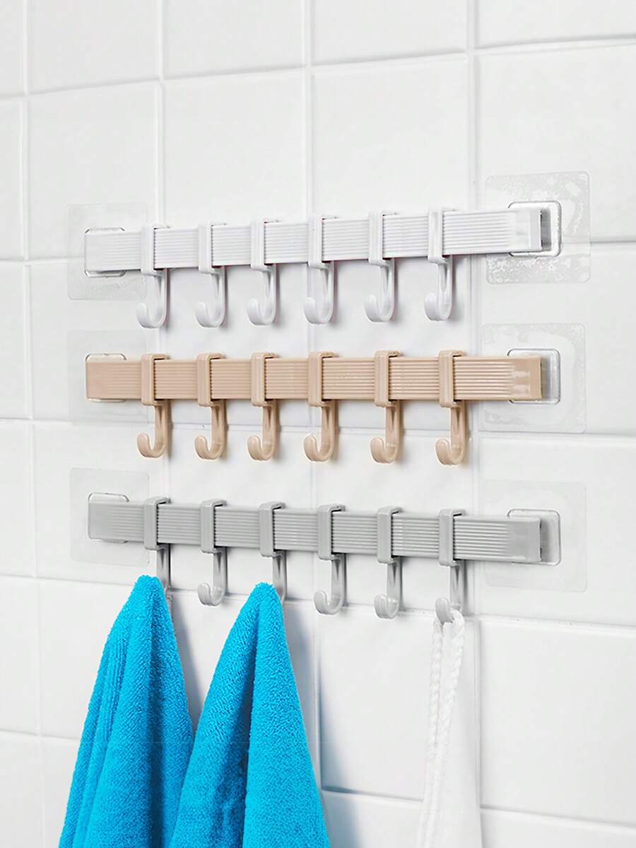 1個可調整的廚房儲物架牆掛勾,浴室門廁所掛架毛巾架衣架鑰匙掛勾廚房儲物 - 白色 - 查看 1