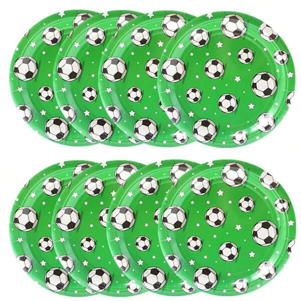 20pcs Green Soccer Party Plates Soccer Birthday Theme Tableware Set Supplies Party Table Decorations Favors For Kids Birthday Bachelor Sports Party Cheers To 18th Back To School Valentine Day