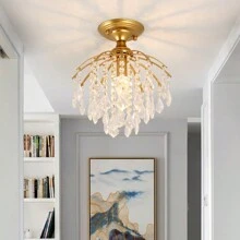 American Style Restaurant Crystal Hallway Corridor Entryway Modern Minimalist Pendant Light Staircase Entrance Small Ceiling Light Fixture Without Bulbs - Gold - View 5