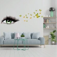 1pc Green Butterfly Eyes Wall Sticker For Home Decoration - Multicolor - View 3