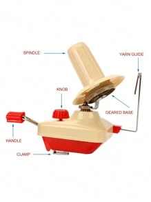 手動毛線織物纖維卷線器,手持式卷線機,線球便攜式,適用於diy縫製製作配件 - 卡其色 - 查看 6