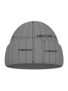 1pc Men's Casual Knitted Embroidered Beanie, Warm Personalized Fashionable Knit Hat Suitable For Daily Wear, Pattern, Not Letter Printed Street Fall Outfit - Black - View 5