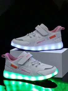 MURAMASA Niñas Zapatillas deportivas Luz led panel con malla - Blanco - Ver 5