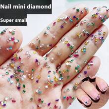 300pcs Mini Asymmetrical Shape Rhinestones For Nail Art Diy, Including Flatback Rhinestones, Colorful Rhinestones, Extra Small Rhinestones, Mini Rhinestones Nail Charms Nail Gems Nail Supplies - Clear - View 1