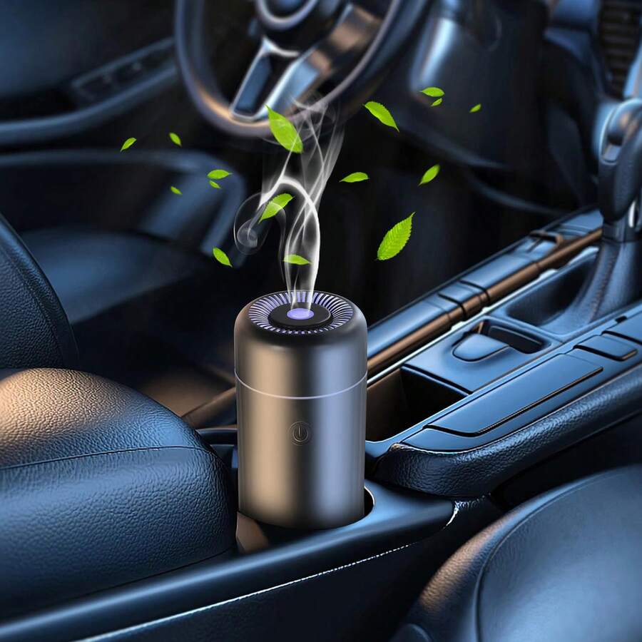 Difusor De Aceite Esencial De Aromaterapia Para Auto, Mini Purificador De Aire De Usb Y Humidificador Con Luces Led De Cambio De 7 Colores, Para Escritorio De Carro, Habitación, Hogar, Oficina Y Dormitorio - Negro - Ver 1