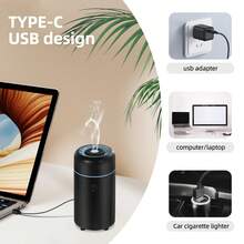 Difusor De Aceite Esencial De Aromaterapia Para Auto, Mini Purificador De Aire De Usb Y Humidificador Con Luces Led De Cambio De 7 Colores, Para Escritorio De Carro, Habitación, Hogar, Oficina Y Dormitorio - Negro - Ver 4