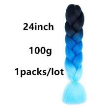 Cabello trenzado azul degradado, 1 pieza, extensiones de cabello trenzado sintético degradado, cabello trenzado afro de 24 pulgadas para mujer, cabello trenzado de 3 tonos para trenzar, 100g