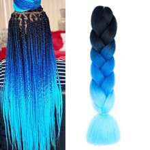 Cabello trenzado azul degradado, 1 pieza, extensiones de cabello trenzado sintético degradado, cabello trenzado afro de 24 pulgadas para mujer, cabello trenzado de 3 tonos para trenzar, 100g